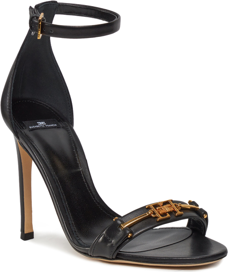 Czarne sandały Elisabetta Franchi z klamrami na szpilce
