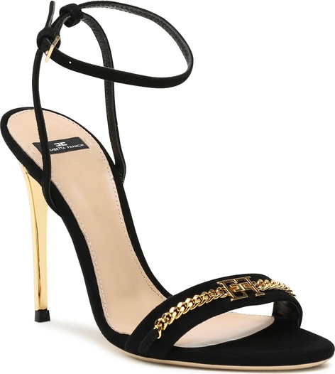Czarne sandały Elisabetta Franchi z klamrami na szpilce