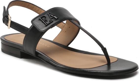 Czarne sandały Emporio Armani w stylu casual z płaską podeszwą