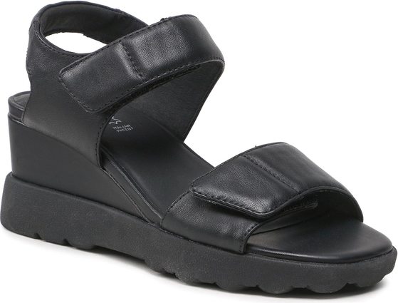 Czarne sandały Geox w stylu casual z klamrami na koturnie