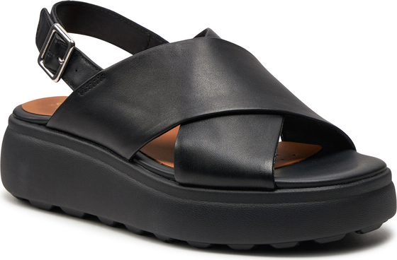 Czarne sandały Geox w stylu casual z klamrami na platformie