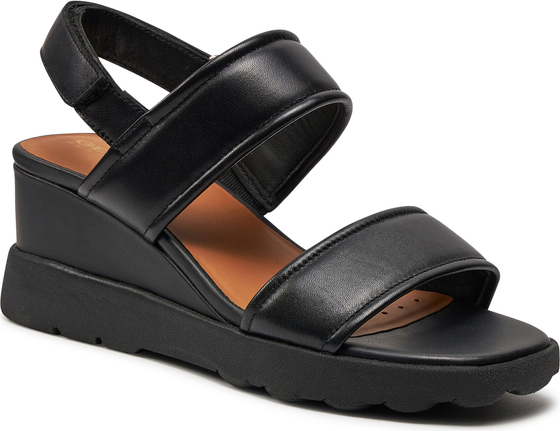 Czarne sandały Geox w stylu casual z klamrami na średnim obcasie