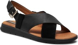 Czarne sandały Geox w stylu casual z płaską podeszwą