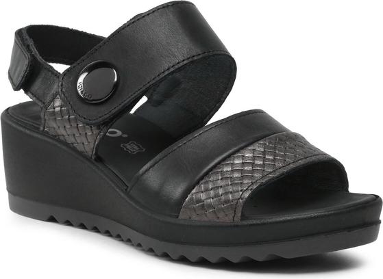 Czarne sandały Igi & Co w stylu casual na koturnie z klamrami