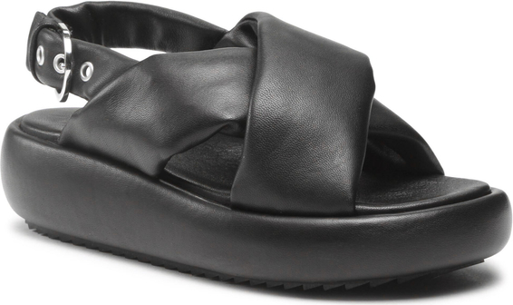Czarne sandały Inuikii na platformie w stylu casual z klamrami