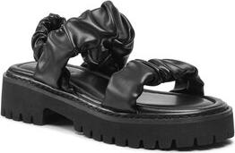 Czarne sandały Jenny Fairy na platformie z klamrami w stylu casual