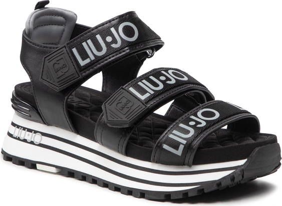 Czarne sandały Liu-Jo z klamrami z nadrukiem