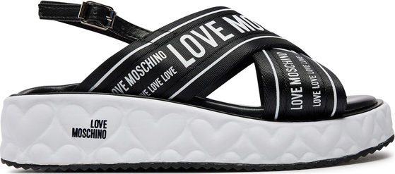 Czarne sandały Love Moschino na platformie w stylu casual z nadrukiem