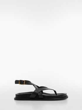 Czarne sandały Mango z klamrami z płaską podeszwą