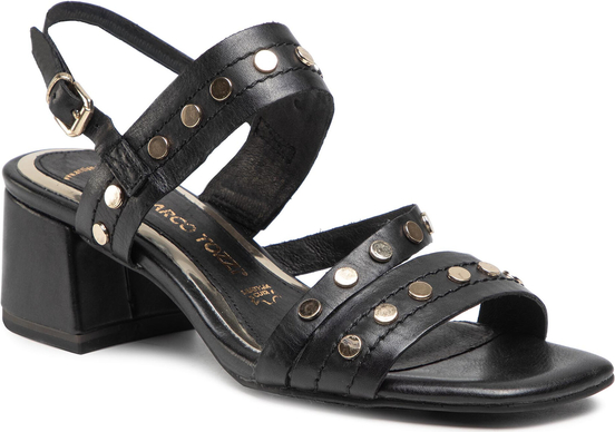 Czarne sandały Marco Tozzi z klamrami ze skóry ekologicznej