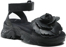 Czarne sandały N°21 z klamrami w stylu casual na platformie