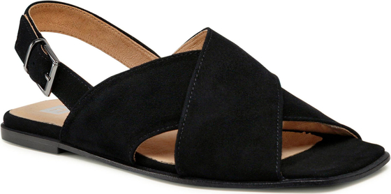 Czarne sandały Nessi w stylu casual z klamrami
