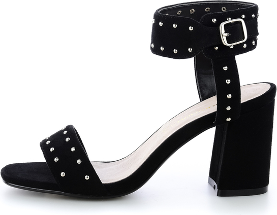 Czarne sandały Prima Moda na wysokim obcasie z klamrami