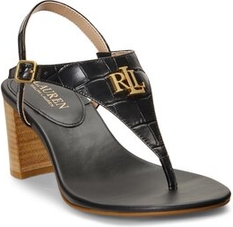 Czarne sandały Ralph Lauren na obcasie z klamrami