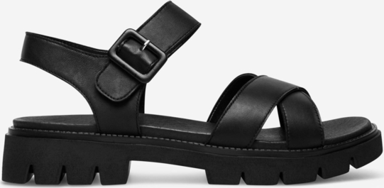 Czarne sandały Remonte w stylu casual z klamrami z płaską podeszwą