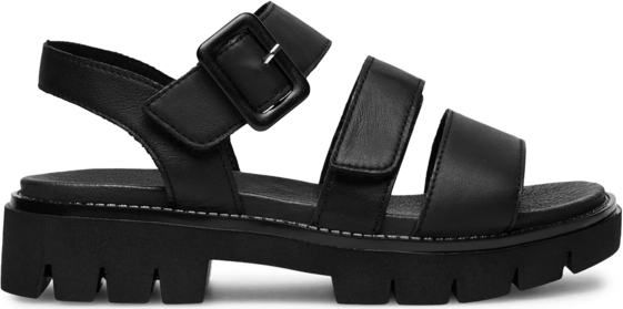 Czarne sandały Remonte z klamrami na platformie w stylu casual