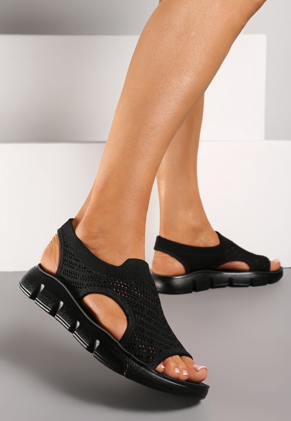 Czarne sandały Renee w stylu casual z klamrami z płaską podeszwą