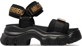 Czarne sandały Replay w stylu casual na platformie z klamrami