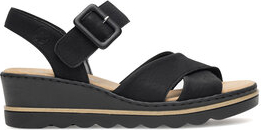 Czarne sandały Rieker z klamrami na platformie w stylu casual