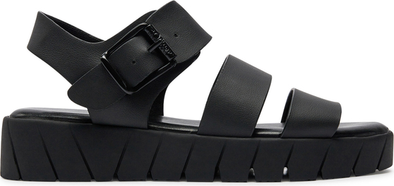 Czarne sandały S.Oliver w stylu casual z klamrami na platformie