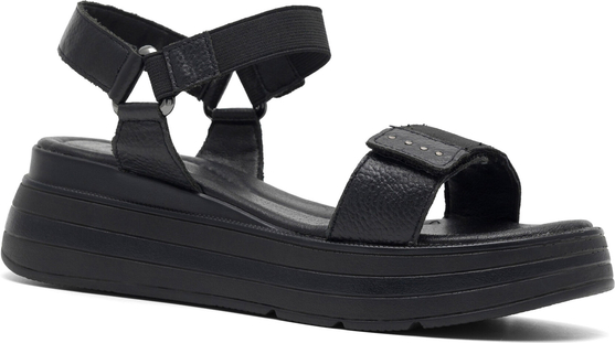 Czarne sandały Sarah Karen z klamrami na platformie w stylu casual
