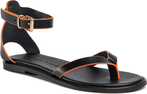 Czarne sandały Sergio Bardi w stylu casual ze skóry z klamrami