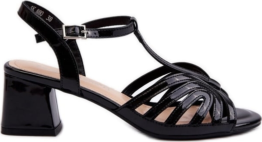Czarne sandały Sergio Leone lakierowane z klamrami