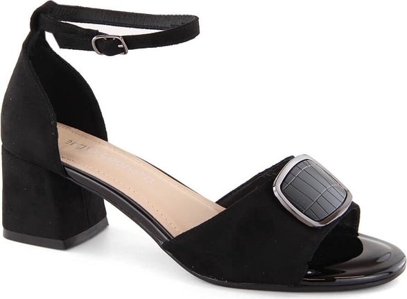 Czarne sandały Sergio Leone z zamszu z klamrami