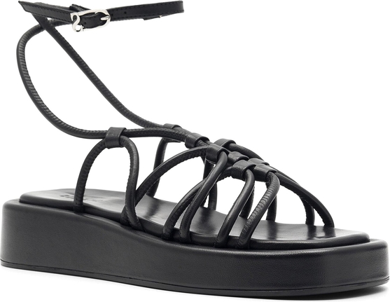 Czarne sandały Simple z klamrami w stylu casual na platformie