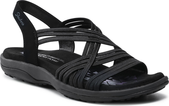 Czarne sandały Skechers ze skóry ekologicznej