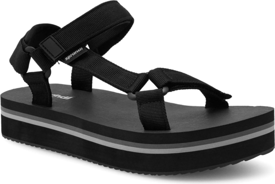 Czarne sandały Sprandi z klamrami w stylu casual na platformie