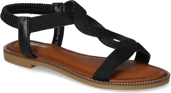 Czarne sandały T.sokolski ze skóry ekologicznej z klamrami w stylu casual
