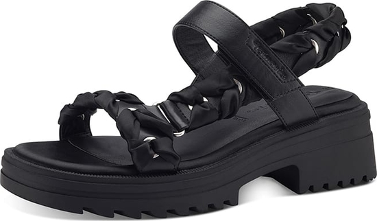 Czarne sandały Tamaris w stylu casual z klamrami na platformie