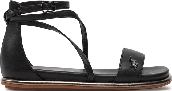 Czarne sandały U.S. Polo w stylu casual z płaską podeszwą