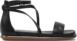Czarne sandały U.S. Polo z płaską podeszwą w stylu casual