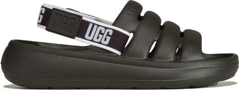Czarne sandały UGG Australia z klamrami z płaską podeszwą w stylu casual