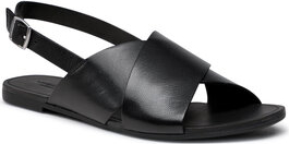 Czarne sandały Vagabond z płaską podeszwą z klamrami