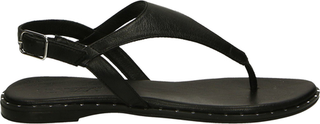 Czarne sandały Venezia z płaską podeszwą ze skóry z klamrami