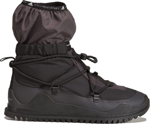 Czarne śniegowce Adidas z płaską podeszwą sznurowane