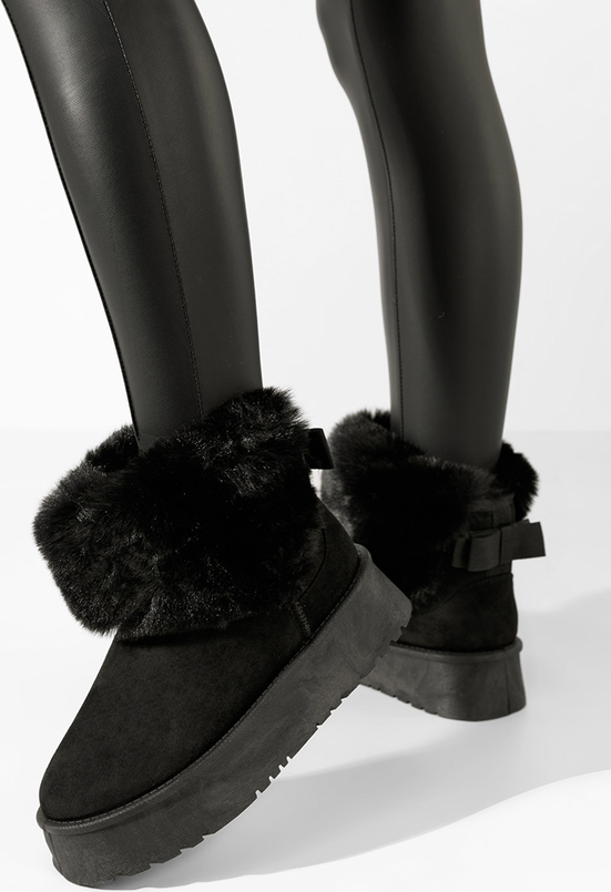 Czarne śniegowce Zapatos z płaską podeszwą
