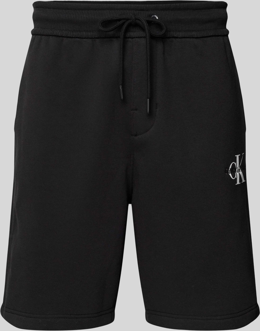 Czarne spodenki Calvin Klein z bawełny z nadrukiem w sportowym stylu