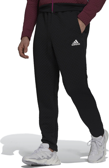 Czarne spodnie Adidas z żakardu w sportowym stylu