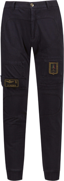 Czarne spodnie Aeronautica Militare w sportowym stylu z bawełny