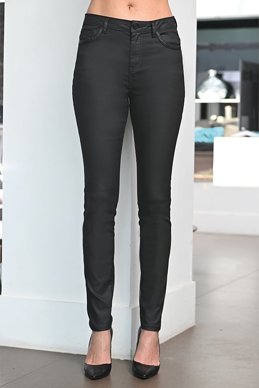Czarne spodnie BLEU D'AZUR w stylu casual z bawełny