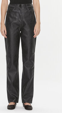 Czarne spodnie Calvin Klein ze skóry w stylu casual