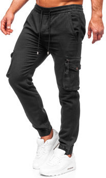 Czarne spodnie Denley w sportowym stylu z bawełny