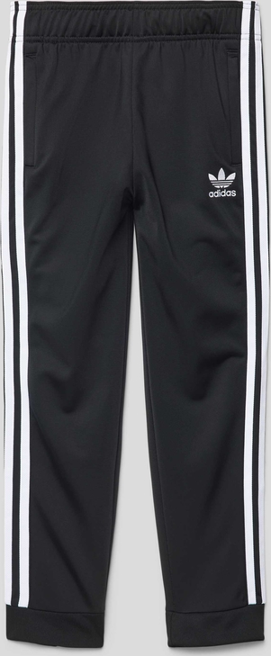 Czarne spodnie dziecięce Adidas Originals w paseczki