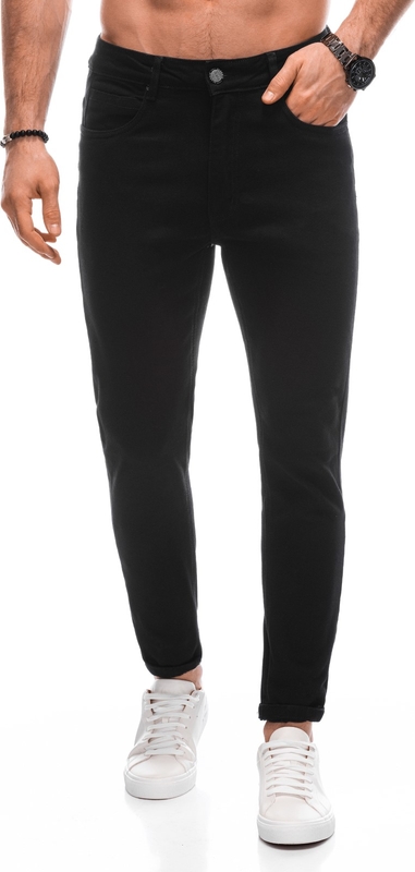 Czarne spodnie Edoti w stylu klasycznym z jeansu