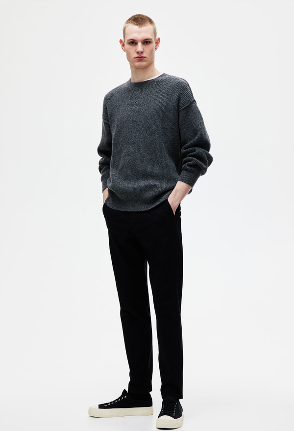 Czarne spodnie H & M z bawełny w stylu casual