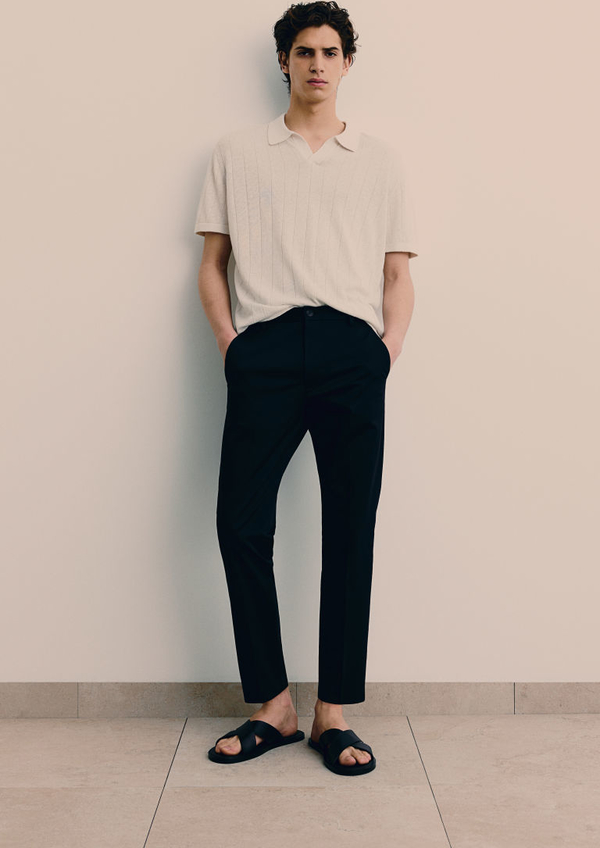 Czarne spodnie H & M z tkaniny w stylu casual